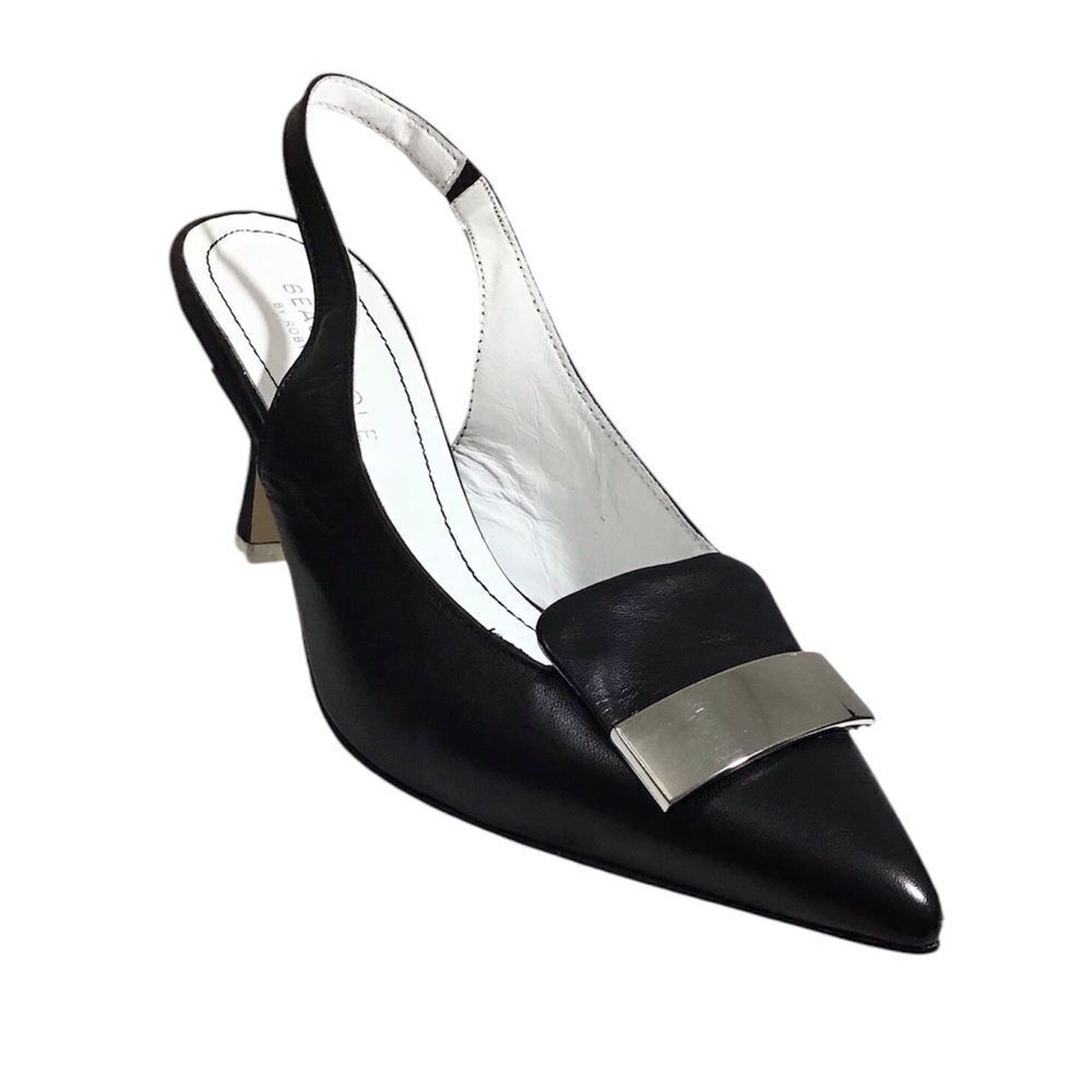 Beautiisoles By Robyn Shreiber Hannah Black Sling Pump Shoes Size 8 1/2